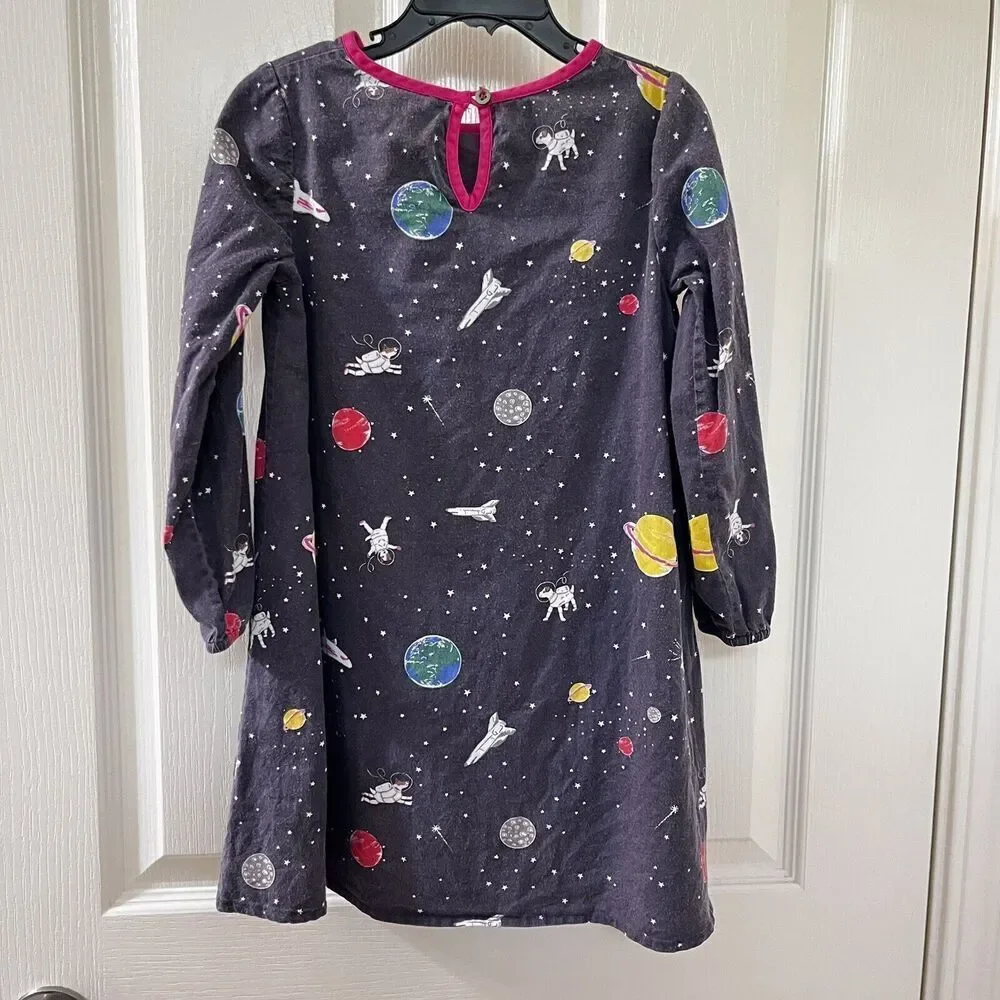 Mini Boden Sprout in Space Tunic Dress Space Dogs Planets Girls Size 5-6
